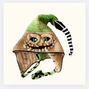 Handmade Oogie Boogie–Inspired Crochet Hood